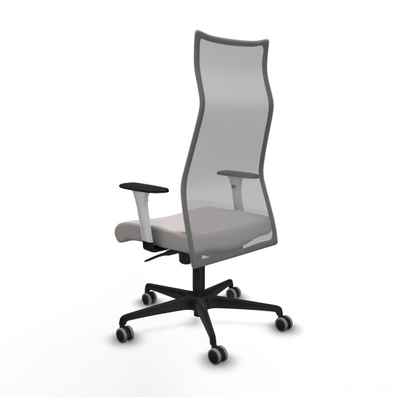 Albacete malla sincro malla gris similpiel blanco brazos blancos base nailon ruedas 65mm engomadas