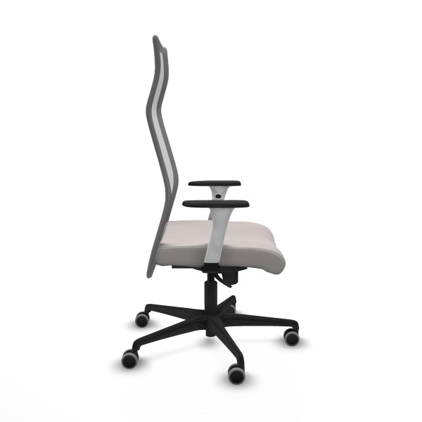 Albacete malla sincro malla gris similpiel blanco brazos blancos base nailon ruedas 65mm engomadas