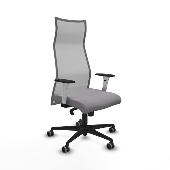 Albacete malla sincro malla gris similpiel gris brazos blancos base nailon ruedas 65mm engomadas