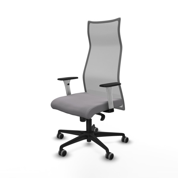 Albacete malla sincro malla gris similpiel gris brazos blancos base nailon ruedas 65mm engomadas