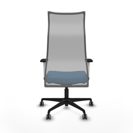 Albacete malla sincro malla gris similpiel azul claro brazos blancos base nailon ruedas 65mm engomadas