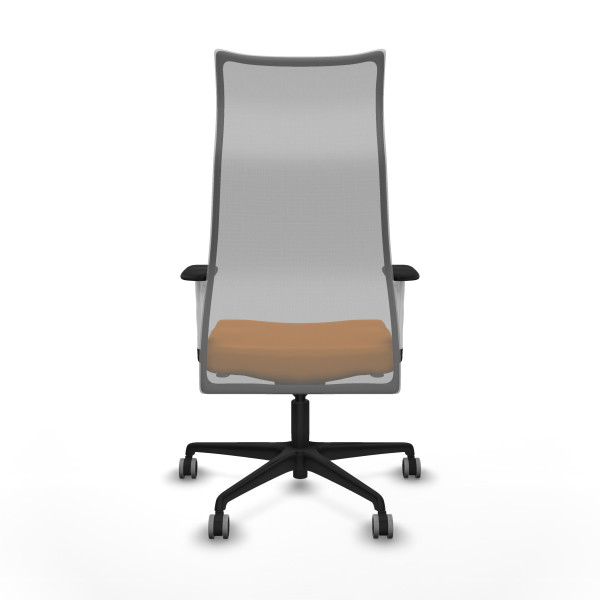 Albacete malla sincro malla gris similpiel naranja brazos blancos base nailon ruedas 65mm engomadas