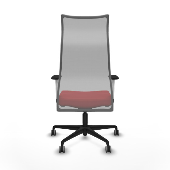 Albacete malla sincro malla gris similpiel rojo brazos blancos base nailon ruedas 65mm engomadas