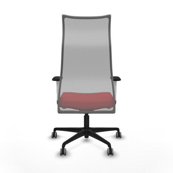 Albacete malla sincro malla gris similpiel rojo brazos blancos base nailon ruedas 65mm engomadas