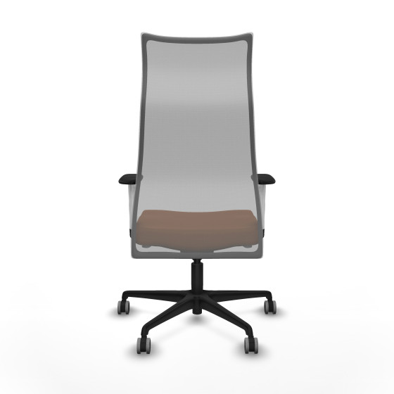 Albacete malla sincro malla gris similpiel marrón brazos blancos base nailon ruedas 65mm engomadas