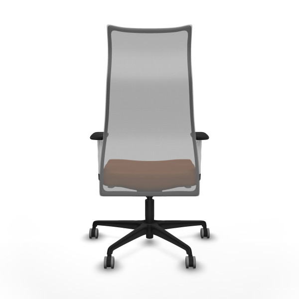 Albacete malla sincro malla gris similpiel marrón brazos blancos base nailon ruedas 65mm engomadas