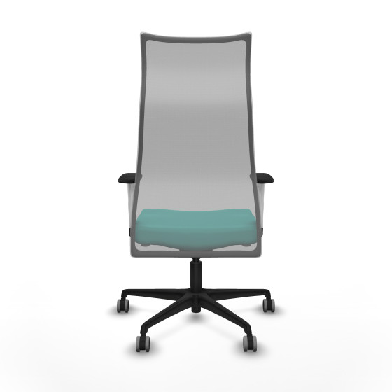 Albacete malla sincro malla gris similpiel turquesa brazos blancos base nailon ruedas 65mm engomadas