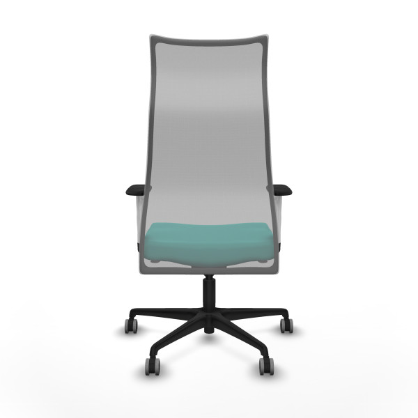 Albacete malla sincro malla gris similpiel turquesa brazos blancos base nailon ruedas 65mm engomadas