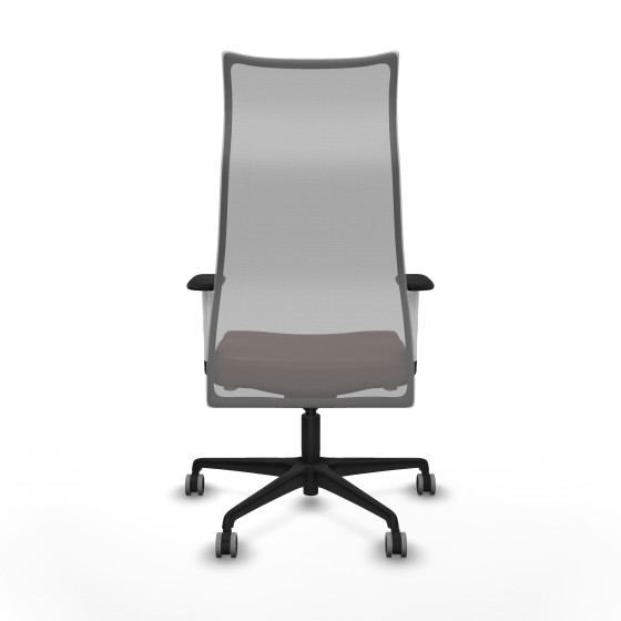 Albacete malla sincro malla gris similpiel marrón oscuro brazos blancos base nailon ruedas 65mm engomadas