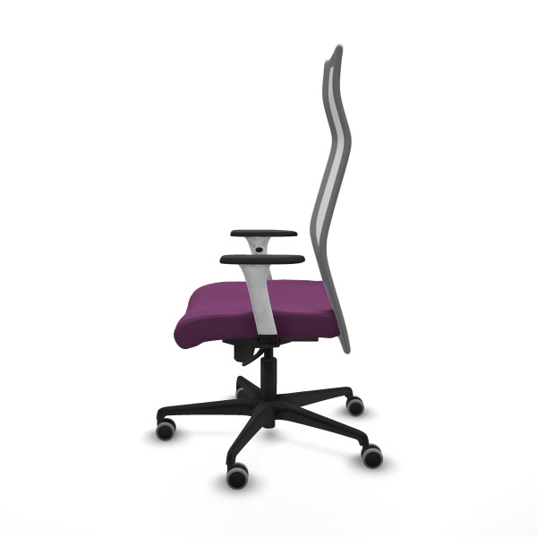Albacete malla sincro malla gris similpiel morado brazos blancos base nailon ruedas 65mm engomadas