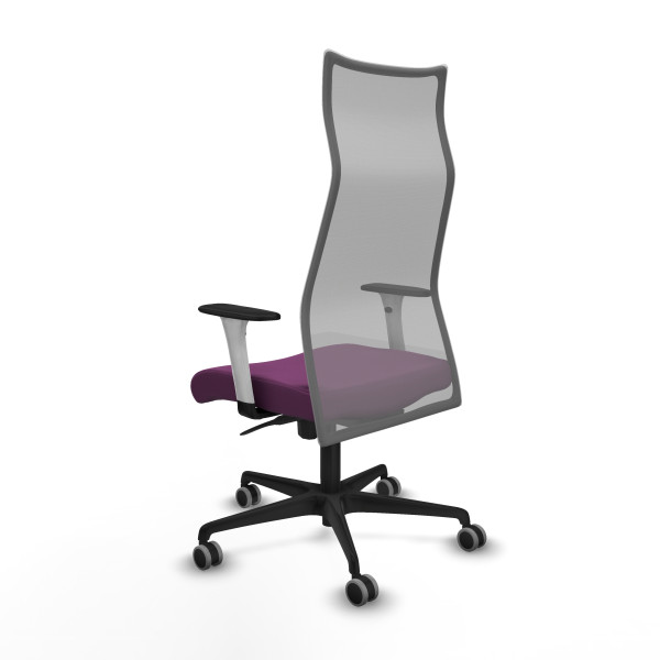 Albacete malla sincro malla gris similpiel morado brazos blancos base nailon ruedas 65mm engomadas