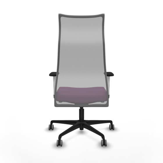 Albacete malla sincro malla gris similpiel morado brazos blancos base nailon ruedas 65mm engomadas