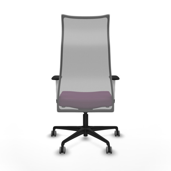 Albacete malla sincro malla gris similpiel morado brazos blancos base nailon ruedas 65mm engomadas