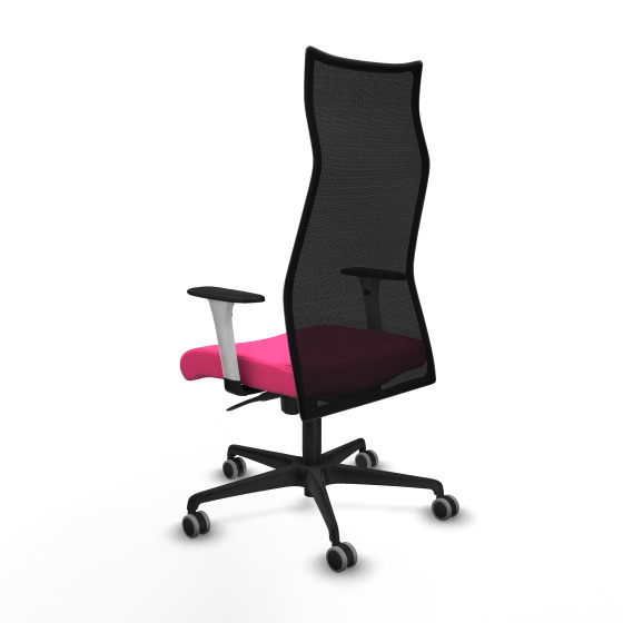 Albacete malla sincro malla negra similpiel rosa brazos blancos base nailon ruedas 65mm engomadas