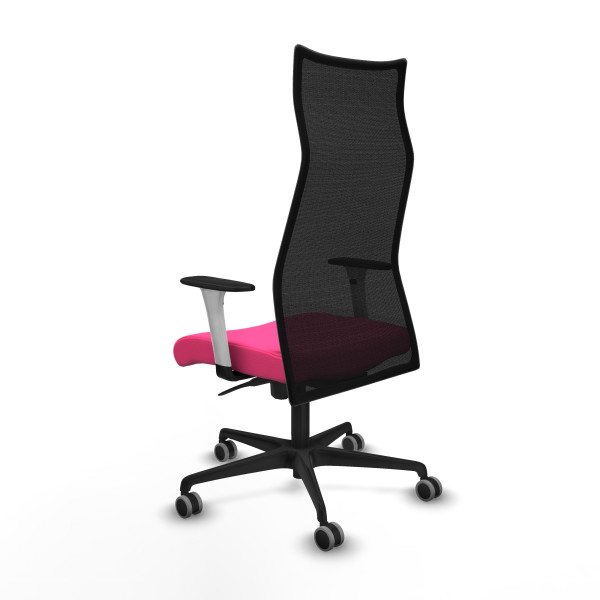 Albacete malla sincro malla negra similpiel rosa brazos blancos base nailon ruedas 65mm engomadas
