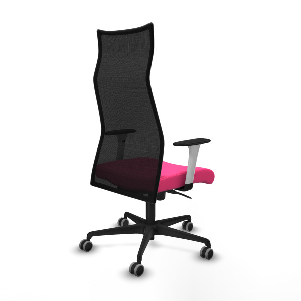 Albacete malla sincro malla negra similpiel rosa brazos blancos base nailon ruedas 65mm engomadas