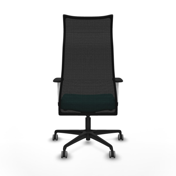 Albacete malla sincro malla negra similpiel turquesa brazos blancos base nailon ruedas 65mm engomadas