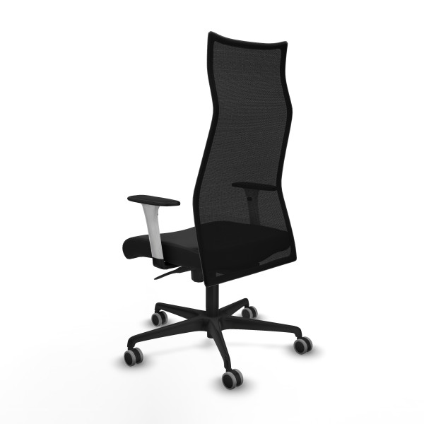 Albacete malla sincro malla negra similpiel negro brazos blancos base nailon ruedas 65mm engomadas