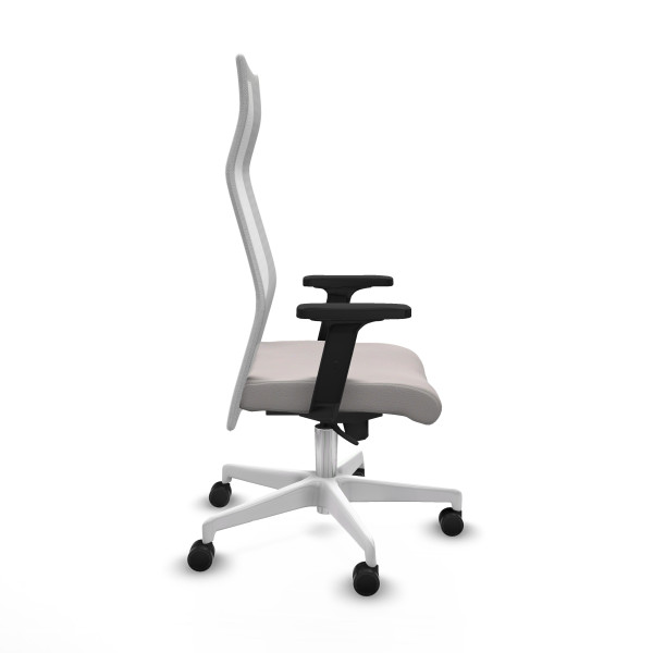 Albacete malla sincro malla blanca similpiel blanco brazos 2D base blanca ruedas 65 mm nailon