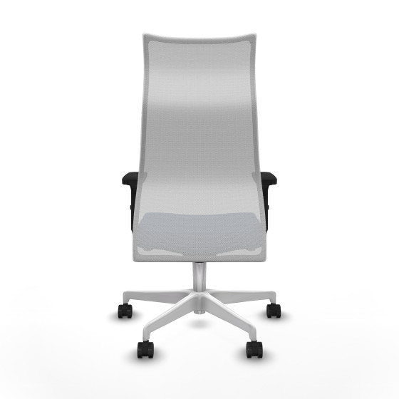 Albacete malla sincro malla blanca similpiel azul marino brazos 2D base blanca ruedas 65 mm nailon