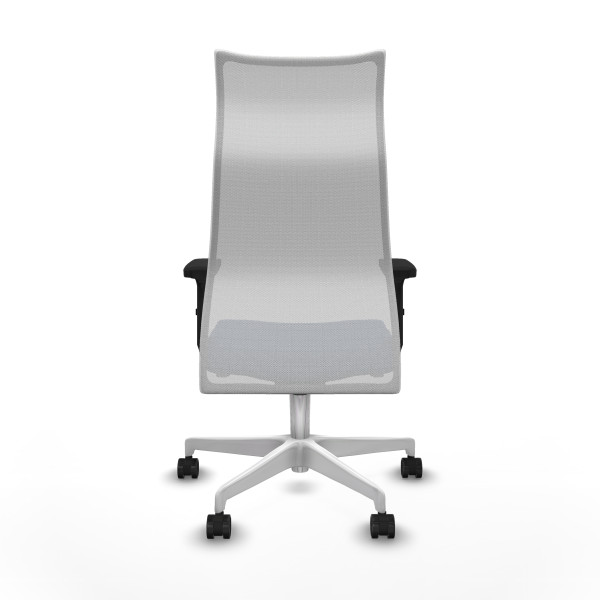 Albacete malla sincro malla blanca similpiel azul marino brazos 2D base blanca ruedas 65 mm nailon