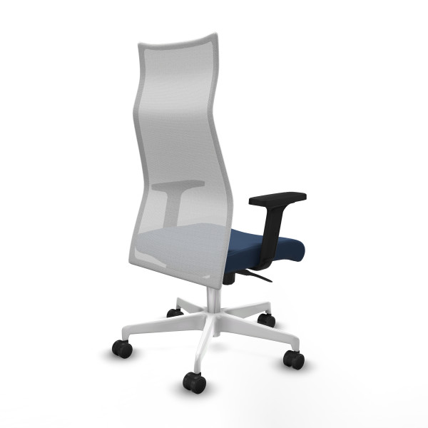 Albacete malla sincro malla blanca similpiel azul marino brazos 2D base blanca ruedas 65 mm nailon