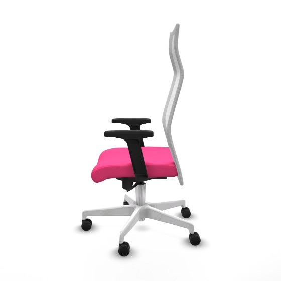 Albacete malla sincro malla blanca similpiel rosa brazos 2D base blanca ruedas 65 mm nailon