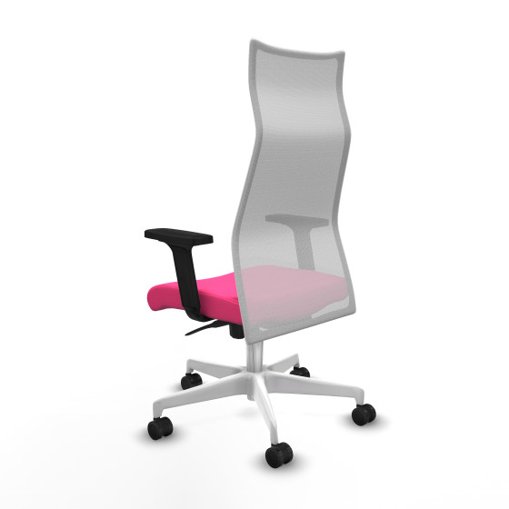 Albacete malla sincro malla blanca similpiel rosa brazos 2D base blanca ruedas 65 mm nailon