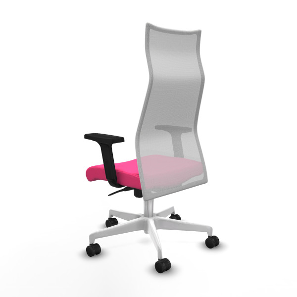 Albacete malla sincro malla blanca similpiel rosa brazos 2D base blanca ruedas 65 mm nailon