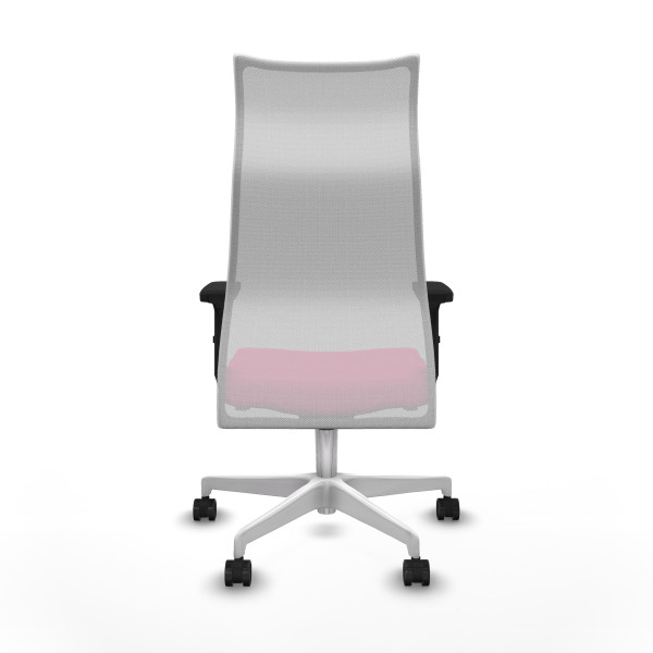 Albacete malla sincro malla blanca similpiel rosa brazos 2D base blanca ruedas 65 mm nailon