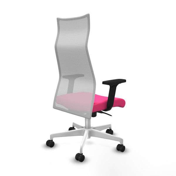 Albacete malla sincro malla blanca similpiel rosa brazos 2D base blanca ruedas 65 mm nailon