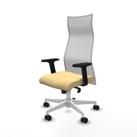 Albacete malla sincro malla blanca similpiel crema brazos 2D base blanca ruedas 65 mm nailon