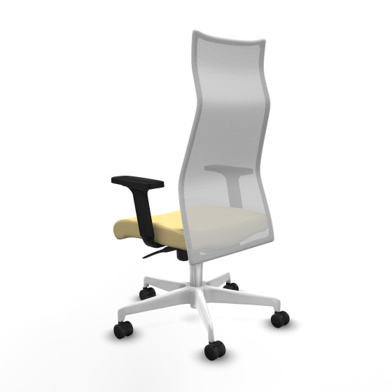 Albacete malla sincro malla blanca similpiel crema brazos 2D base blanca ruedas 65 mm nailon