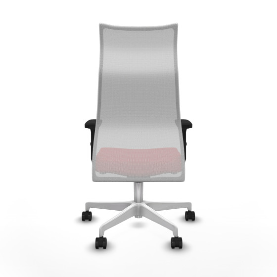 Albacete malla sincro malla blanca similpiel rojo brazos 2D base blanca ruedas 65 mm nailon