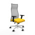 Albacete malla sincro malla gris similpiel amarillo brazos 2D base blanca ruedas 65 mm nailon