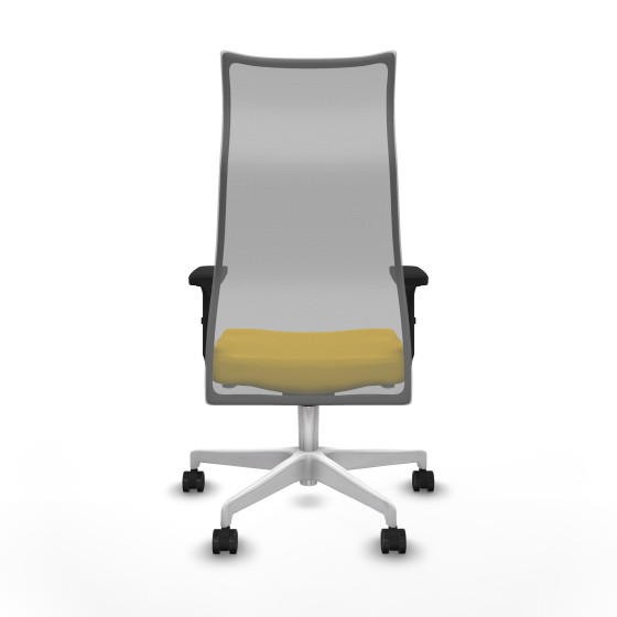 Albacete malla sincro malla gris similpiel amarillo brazos 2D base blanca ruedas 65 mm nailon