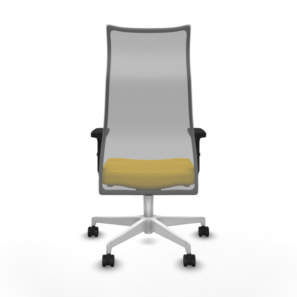 Albacete malla sincro malla gris similpiel amarillo brazos 2D base blanca ruedas 65 mm nailon