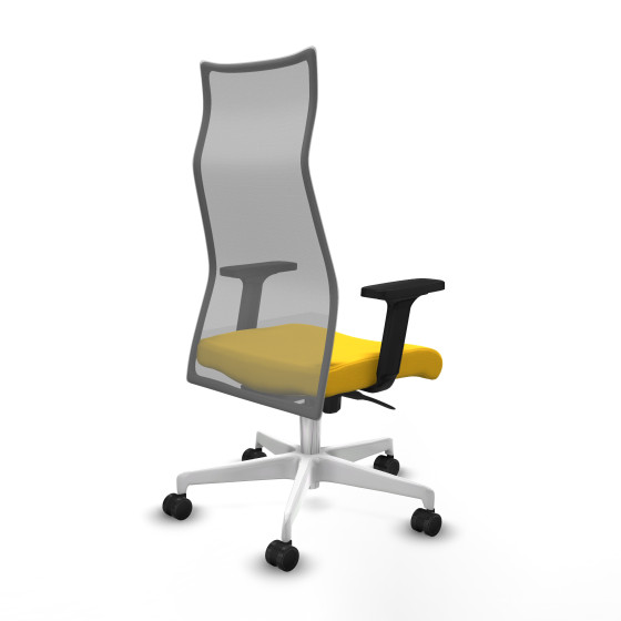 Albacete malla sincro malla gris similpiel amarillo brazos 2D base blanca ruedas 65 mm nailon