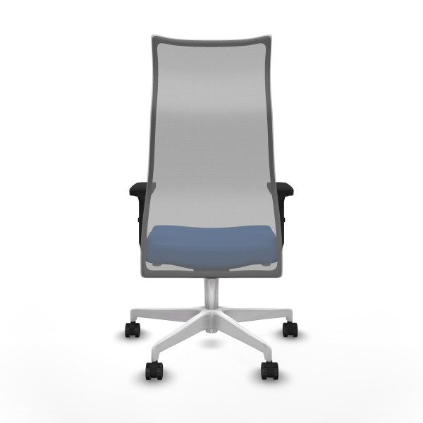 Albacete malla sincro malla gris similpiel azul brazos 2D base blanca ruedas 65 mm nailon