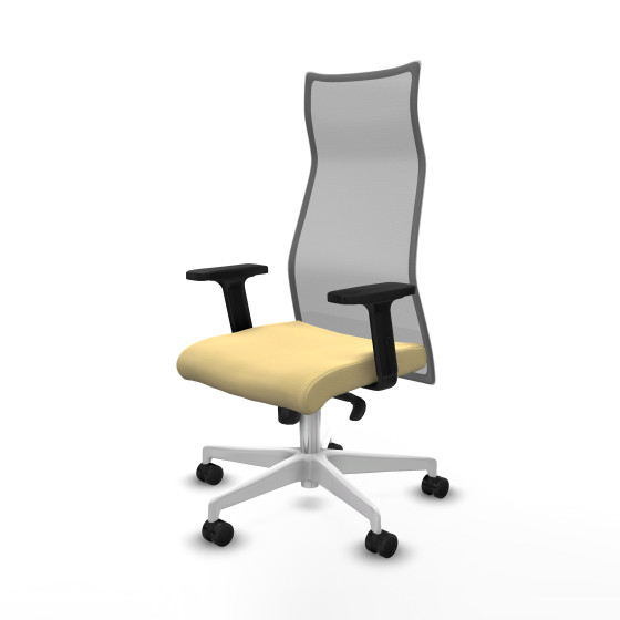 Albacete malla sincro malla gris similpiel crema brazos 2D base blanca ruedas 65 mm nailon