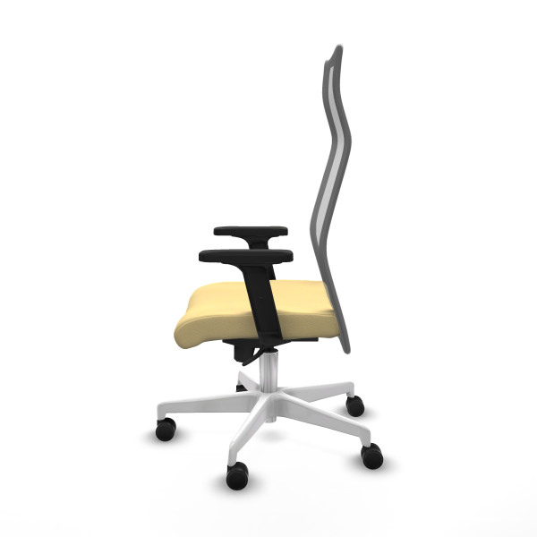Albacete malla sincro malla gris similpiel crema brazos 2D base blanca ruedas 65 mm nailon