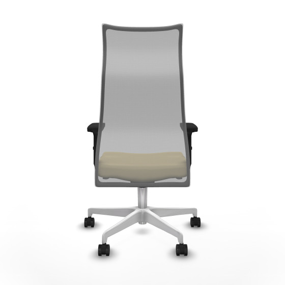 Albacete malla sincro malla gris similpiel crema brazos 2D base blanca ruedas 65 mm nailon