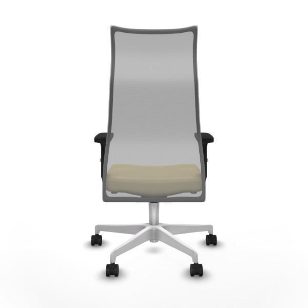 Albacete malla sincro malla gris similpiel crema brazos 2D base blanca ruedas 65 mm nailon