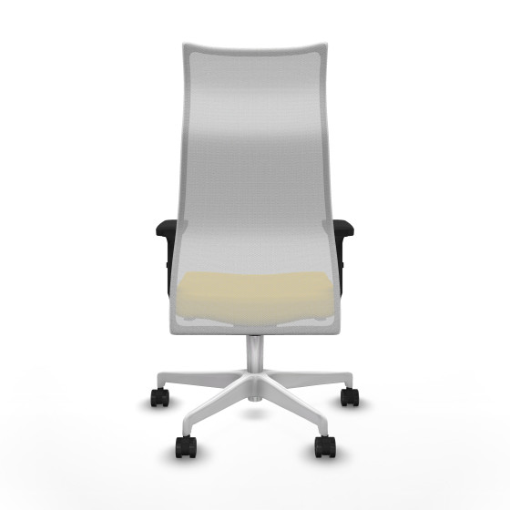 Albacete malla sincro malla blanca similpiel amarillo brazos 2D base blanca ruedas 65 mm nailon