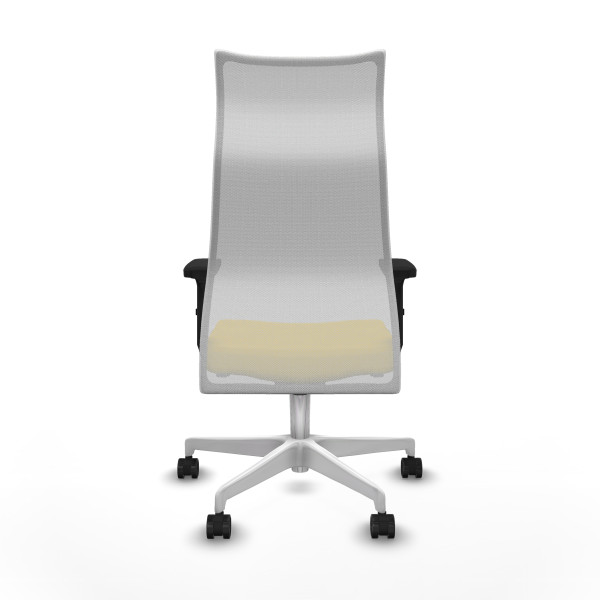 Albacete malla sincro malla blanca similpiel amarillo brazos 2D base blanca ruedas 65 mm nailon