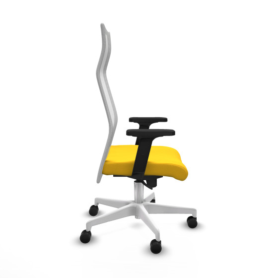 Albacete malla sincro malla blanca similpiel amarillo brazos 2D base blanca ruedas 65 mm nailon