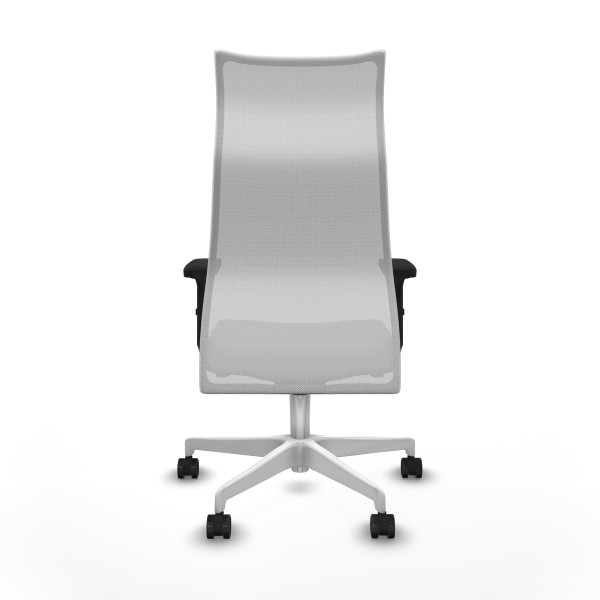 Albacete malla sincro malla blanca similpiel gris brazos 2D base blanca ruedas 65 mm nailon