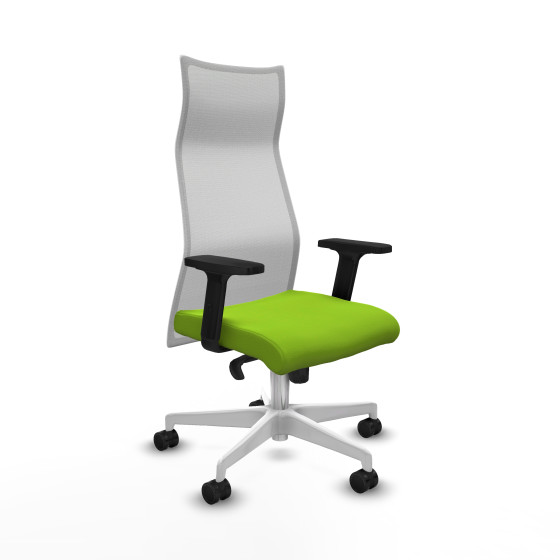 Albacete malla sincro malla blanca similpiel pistacho brazos 2D base blanca ruedas 65 mm nailon
