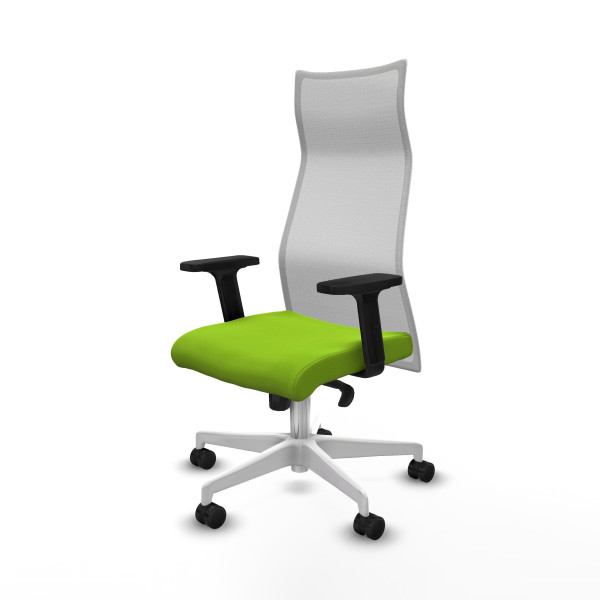 Albacete malla sincro malla blanca similpiel pistacho brazos 2D base blanca ruedas 65 mm nailon