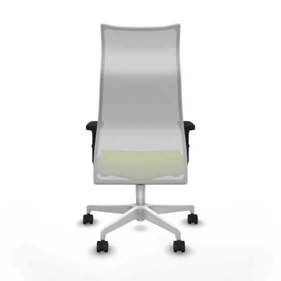 Albacete malla sincro malla blanca similpiel pistacho brazos 2D base blanca ruedas 65 mm nailon